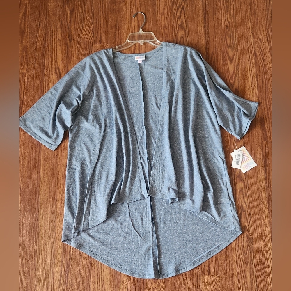 Blue/Gray Open Front Cardigan